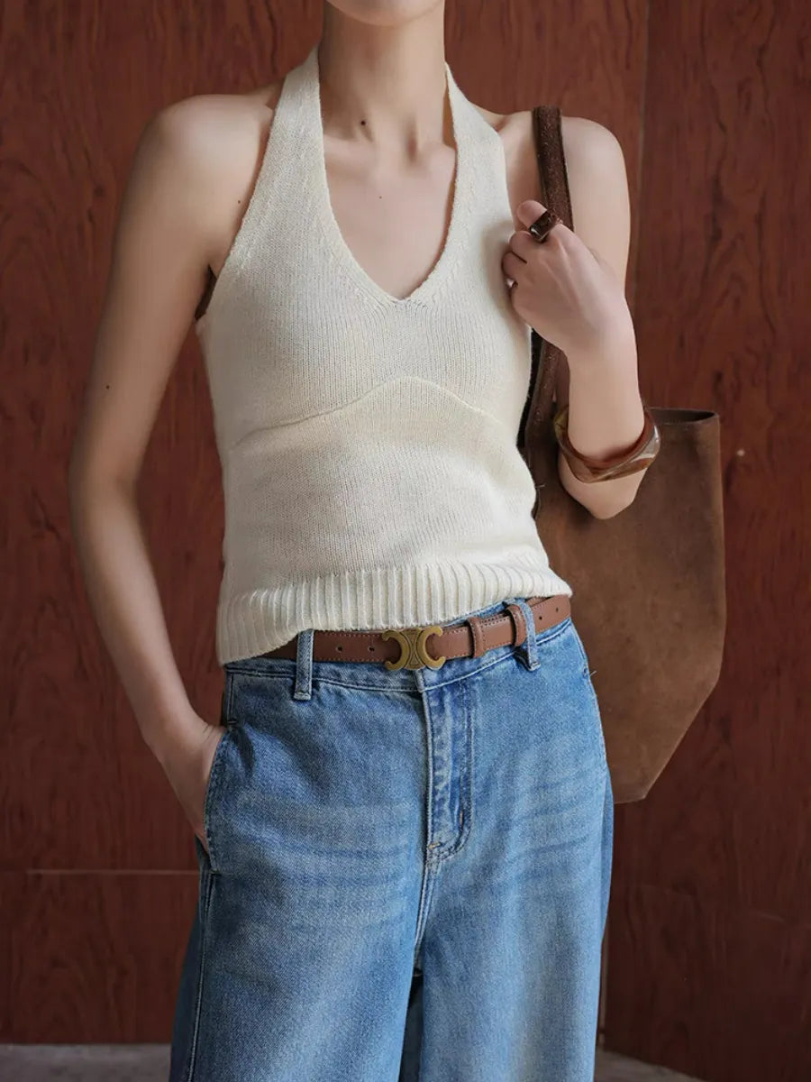 Halter Neck Knit Top