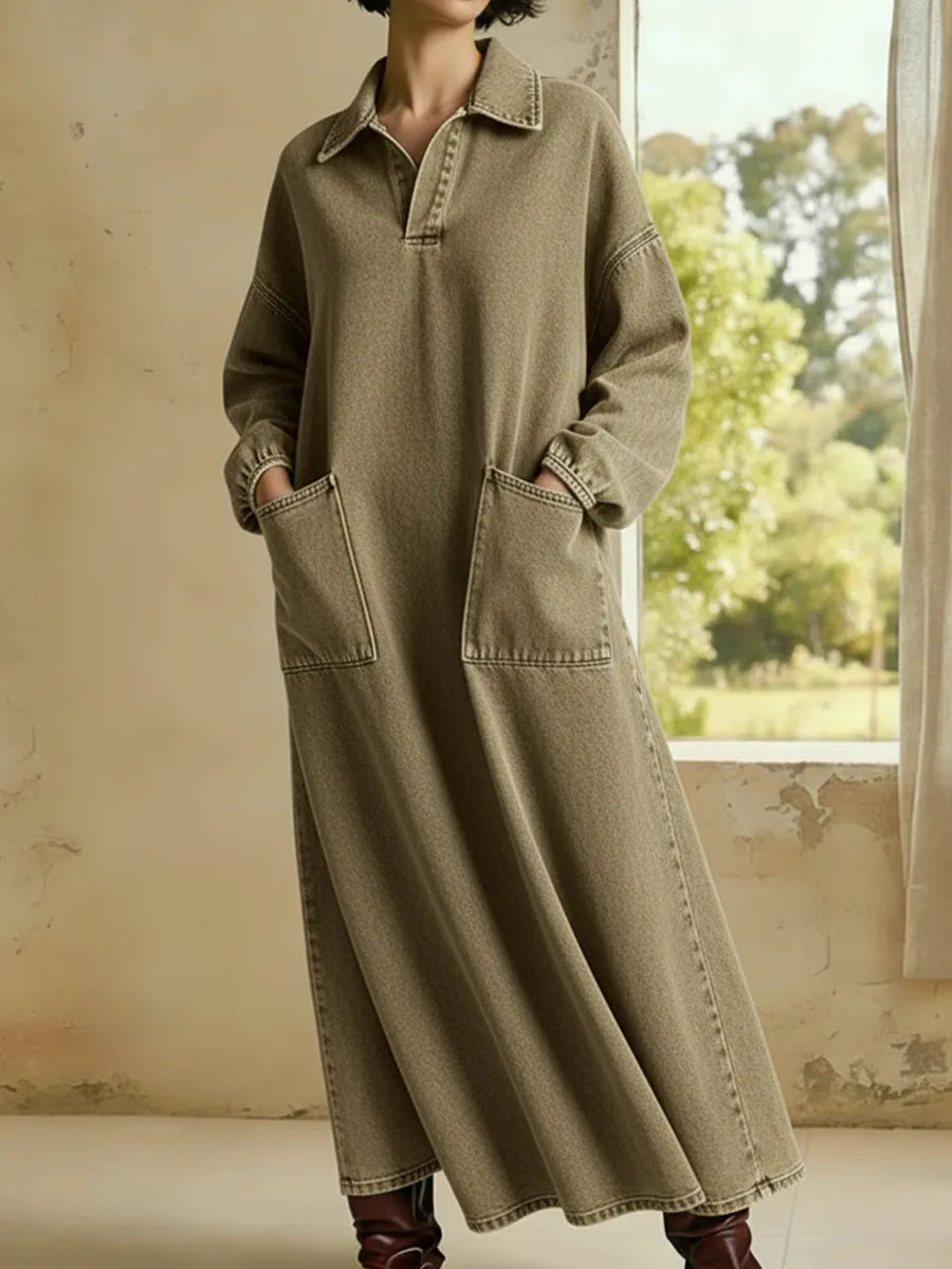 2026 New Arrival Women‘s Casual Polo-Neck Denim Dress — Comfortable & Stylish Everyday Dress